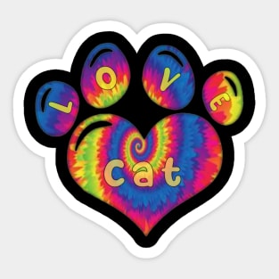 Love cat Tie Dye Pattern Sticker